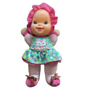 Baby's First Giggles 12" Soft Plush Doll Pink & Green Outfit